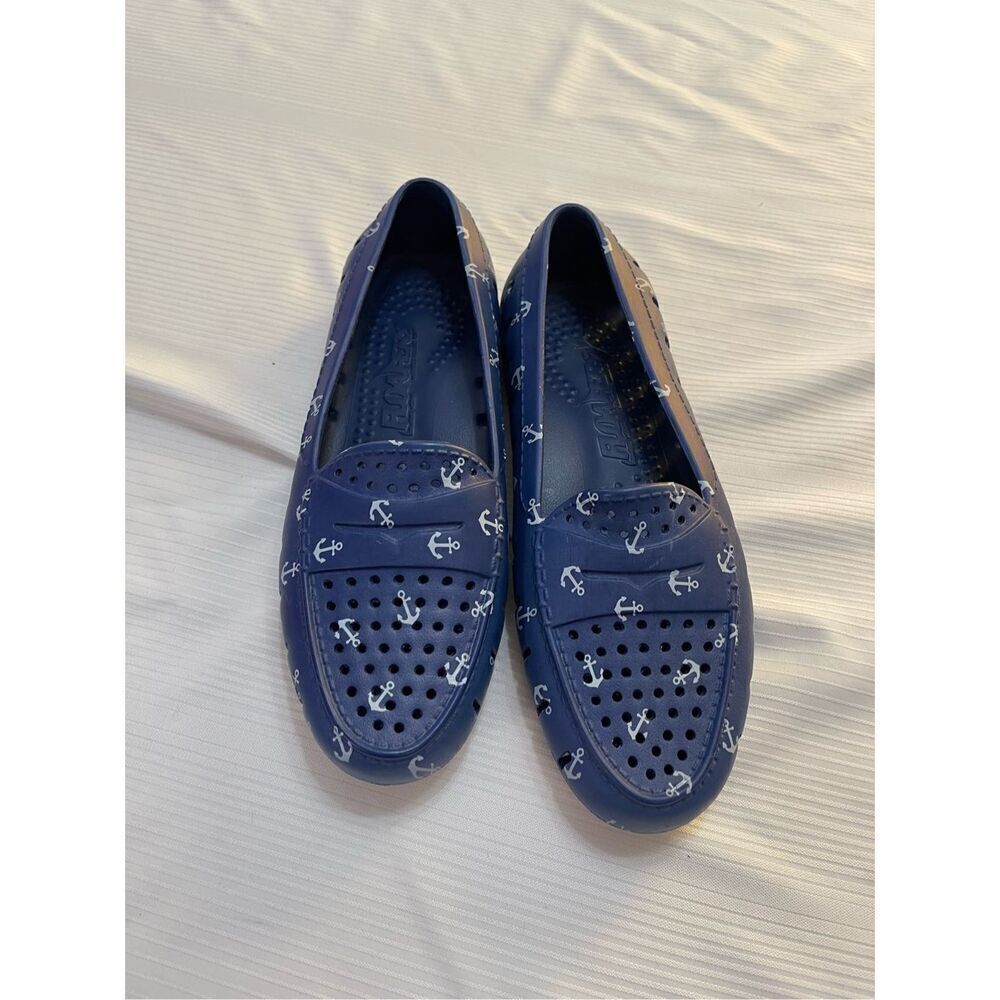 Floaters Blue White Anchor Loafers Shoes Size 8